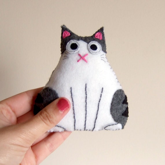 Items similar to fat cat plush plushie white and tabby spotted stripes ...