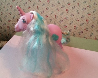 Vintage My Little Pony Sugar Sweet Unicorn Purple Pink with White and Blue Hair