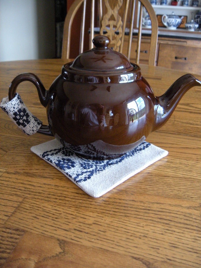 Teapot Handle Cover Handwoven Teapot Handle Cozy and Trivet
