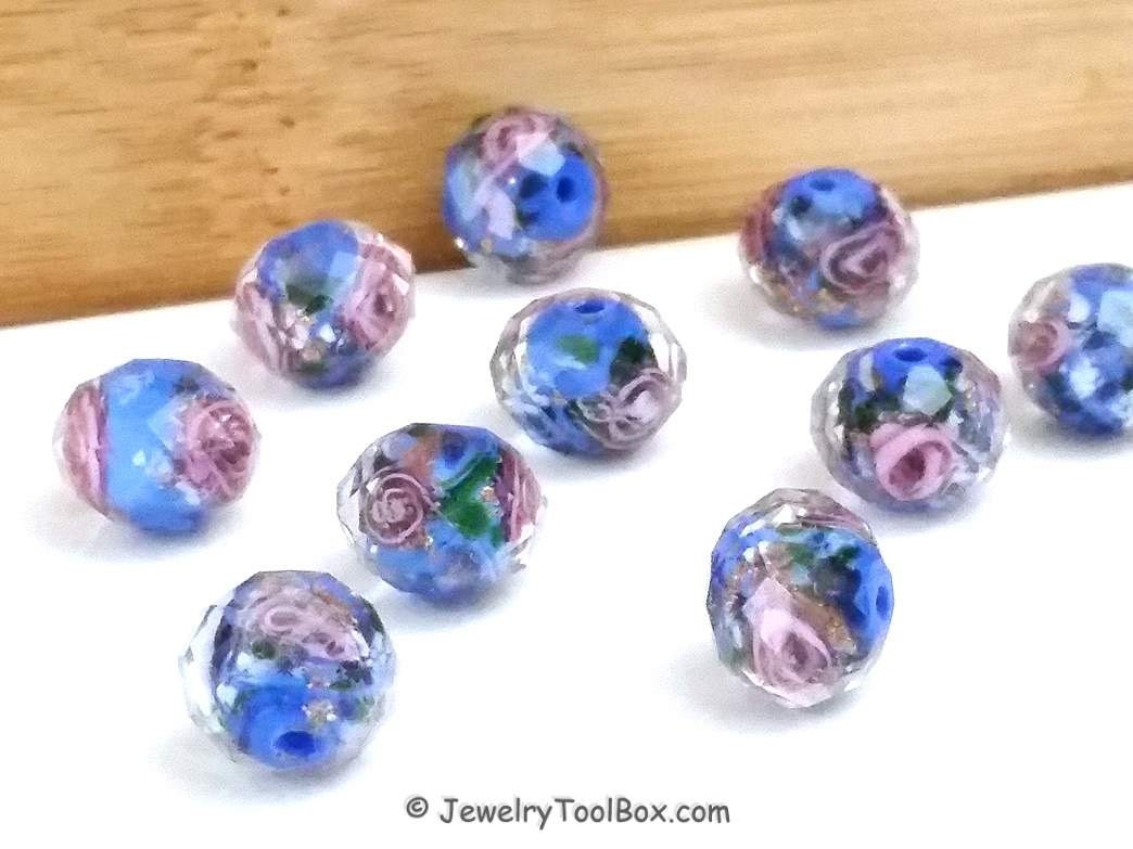 Blue Crystal Beads Crystal Flower Inside Beads Faceted