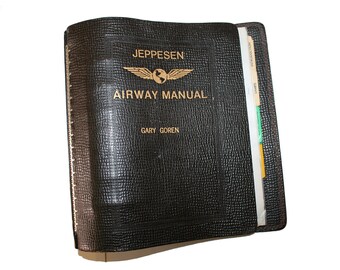 Vintage Leather Binder Jeppesen Airway Manual Binder Top Grain