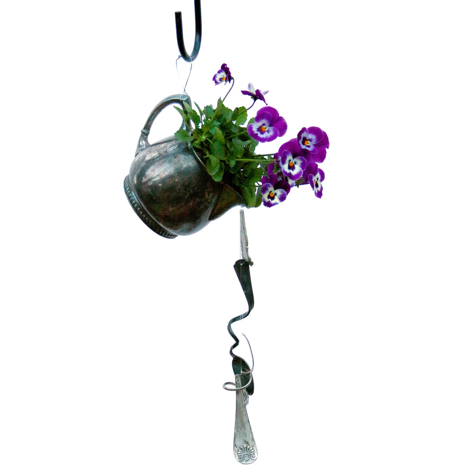 Teapot Planter Hanging Flower Pot Repurposed Recycled