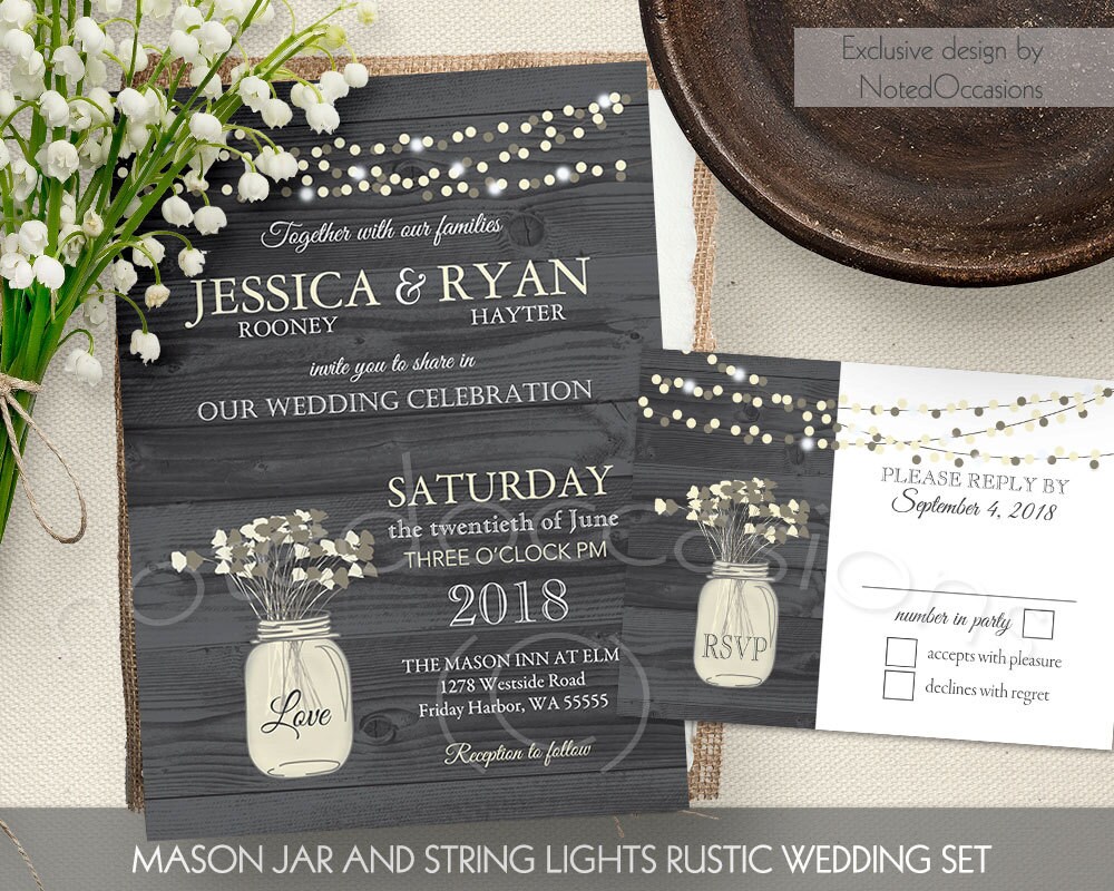 mason jar wedding invitation rustic country by notedoccasions rustic mason jar wedding invitations