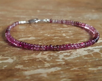 Tourmaline Bracelet Pink Tourmaline Bracelet October Birthstone Bracelet Ombre Beaded Bracelets Womens Bead Bracelet Wife Gift Gifts for Her