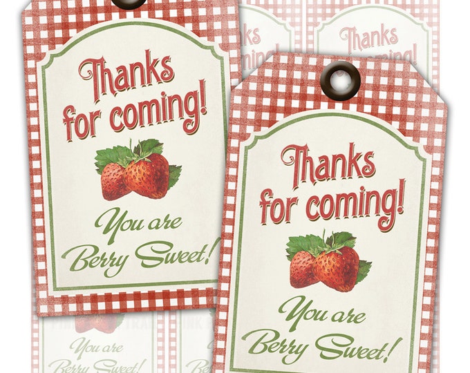Strawberry Party Thank You Tags - Instant Download - Print Your Own