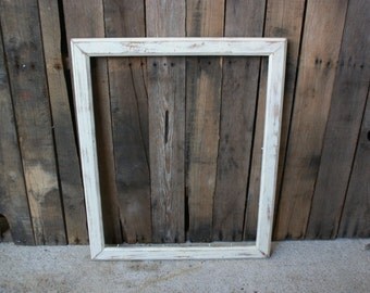 SUPER SALE - Large White Vintage Shabby Chic, Wooden, Picture Frame