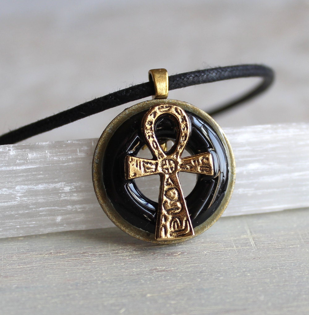 black ankh necklace ankh jewelry mens jewelry Egyptian
