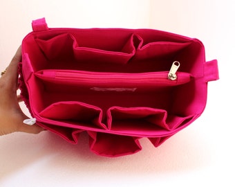 Medium Bag organizer - Purse organizer insert in Fuchsia fabric