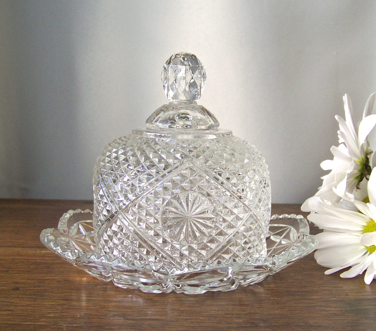 Vintage Butter Dish Leaded Crystal Avon Butter Dish 1970s