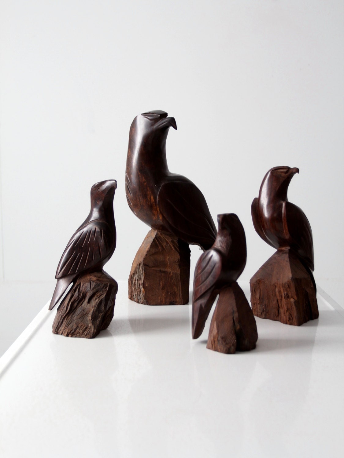vintage wood eagle collection carved wooden bird sculptures