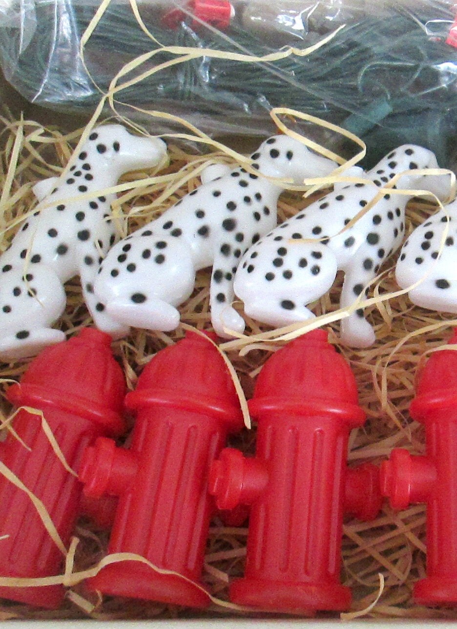 Vintage Light Set Indoor Outdoor Dalmation Dogs Fire Hydrants