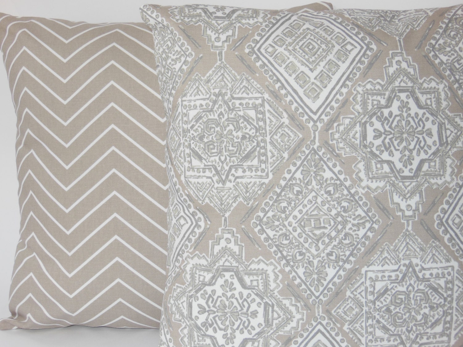 Tan Taupe Gray Throw Pillows Cushion COVERS Two by SeamsToMe23