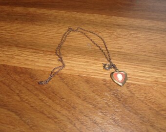 vintage necklace goldtone tiny cameo style locket