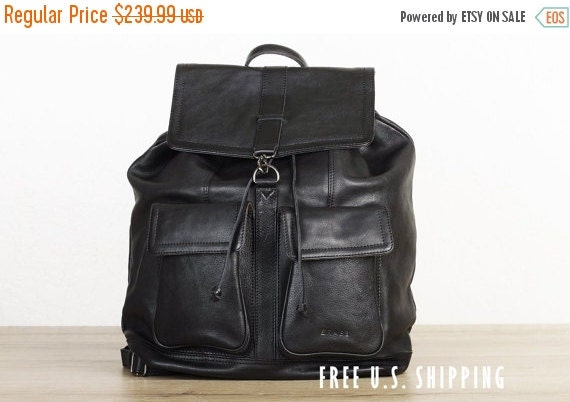 10% SALE Mens leather backpack black rucksack by TheLeatherExpert