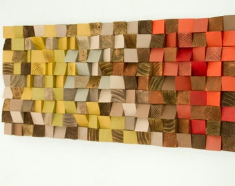 Reclaimed Wood Art, wood wall art industrial decor, "Fire sparks"