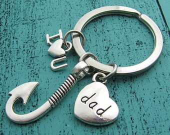 I love you dad keychain, fathers day gift, fathers day fishing gift dad gift from kids, gift for dad husband, dad birthday gift love fishing