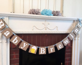 Baby Brewing , Baby Brewing Banner , Baby Shower Banner , Diaper and Beer Shower , Beer Banner, Diaper Party Custom Banner