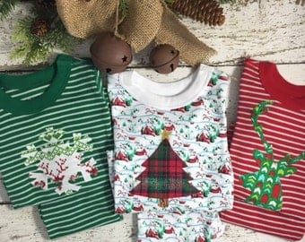 Holiday Pajamas Boys and Girls Christmas pj striped organic pajama set fair isle pajama design baby toddler children's pajamas Christmas pjs