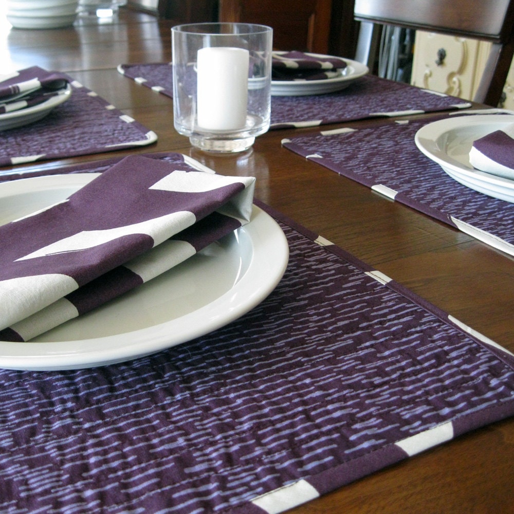 Marimekko quilted placemat and napkin set purple quilted