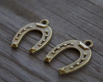 10 Bronze Horseshoe Charms 22mm Antiqued Bronze