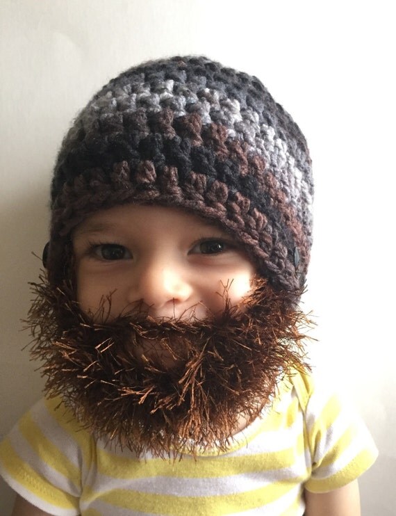 Handmade Crochet Beard hat beard beanie. Mixed colors hat