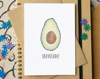 Funny Graduation Card - Bravocado Card - Funny Avocado Congratulations Card - Funny Well Done Card - Funny Exam Results Card - Avocado Card