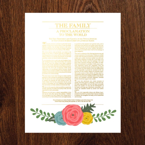 The Family A Proclamation to the World 11x14 Printable