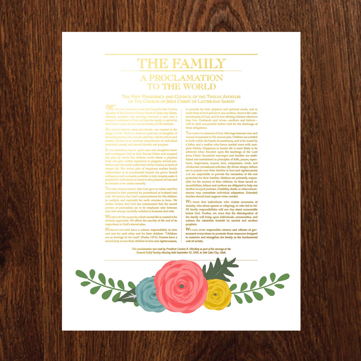The Family: A Proclamation to the World 11x14 Printable