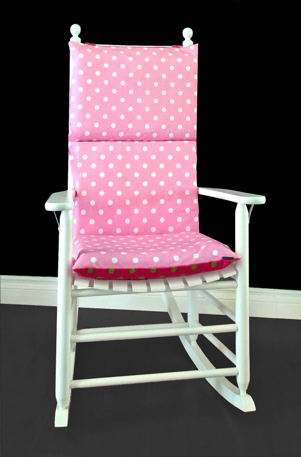 Pink Lime Polka Dot Rocking Chair Cushion