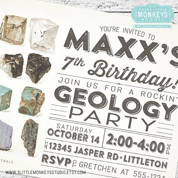 Geology Birthday Party Invitation Our 4 Favorite Printables