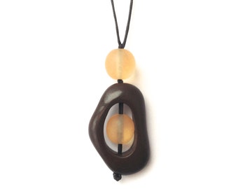 SALE - IMPERFECT - Resin Nursing Necklace/ Breastfeeding Necklace - Chocolate Brown and Peach