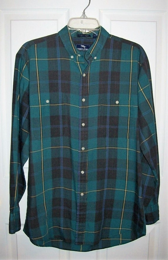 blue and green plaid shirt outfit