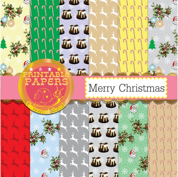 Christmas digital paper 'Merry Christmas' seamless by GemmedSnail