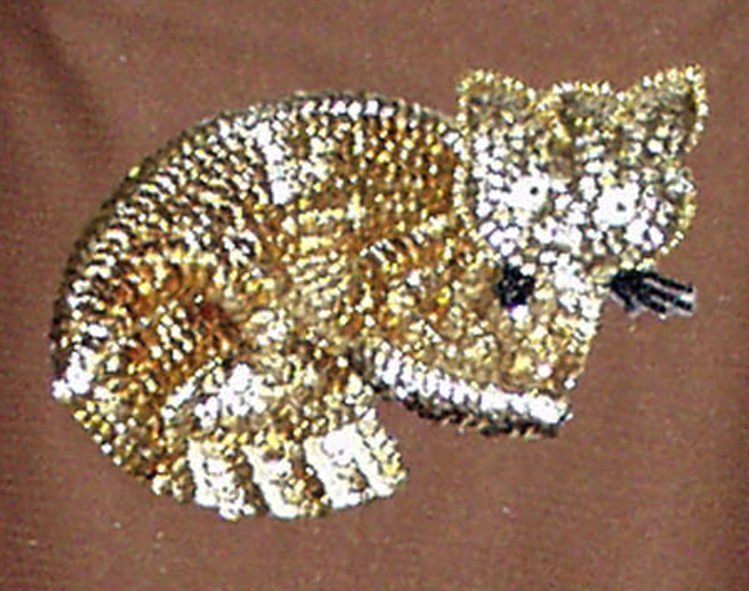 Sequin Appliques and Beads Sew on or Glue On LARGE Gold Kitty
