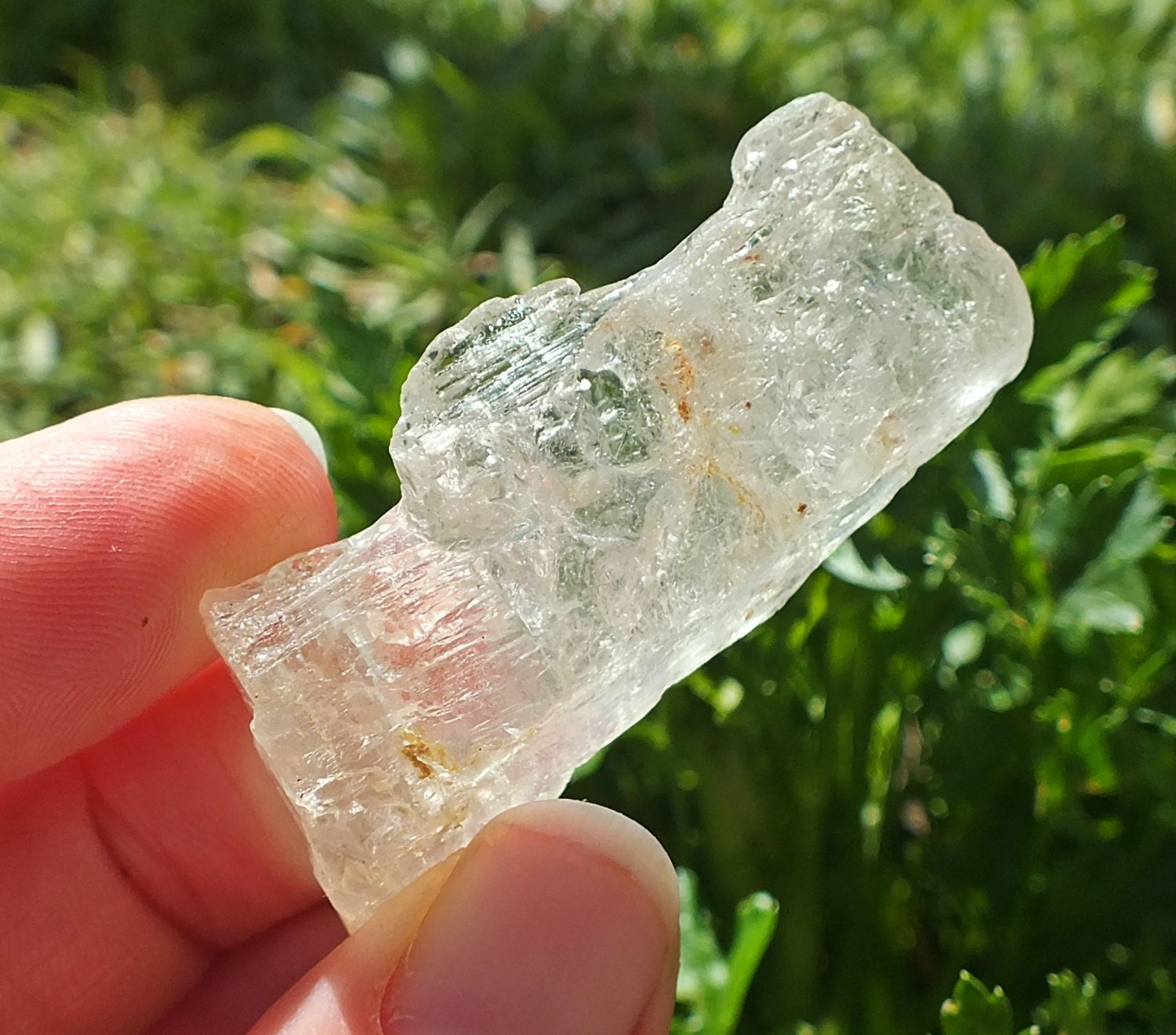 White Topaz Crystal Etched Elestial Terminated Point