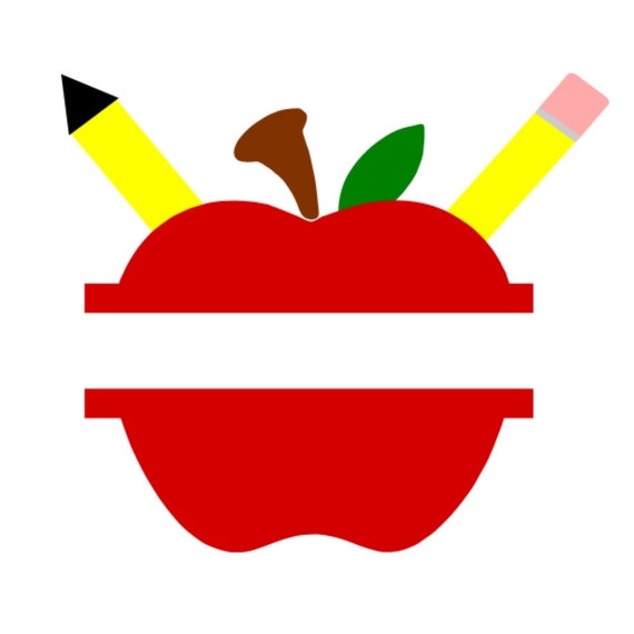 Download SVG - Split Apple with Pencils - DXF - Back to School ...