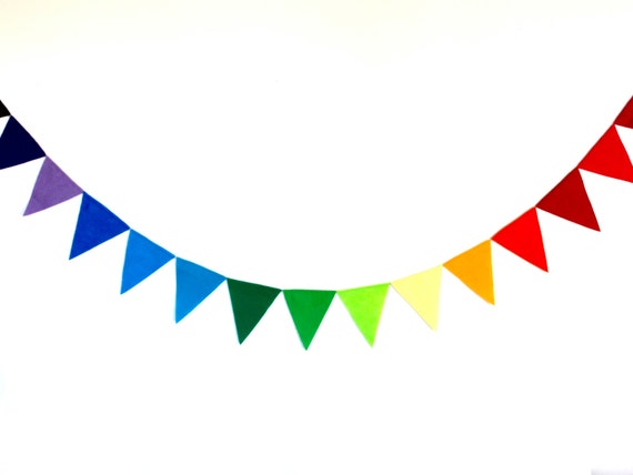 Rainbow felt garland rainbow party felt bunting by PaperDotCo