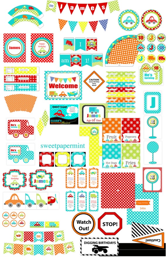 Airplane Car Birthday Party Printables Transportation