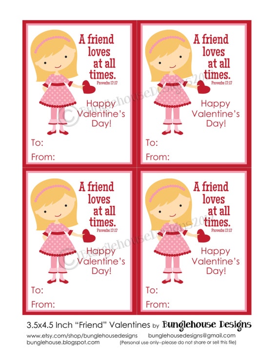 NEW More Options Included Friend Valentine DIY PRINTABLE