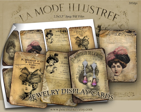 printable template free earring card pixelmarket by PRINTABLE Victorian Ads Cards TEMPLATE Jewelry