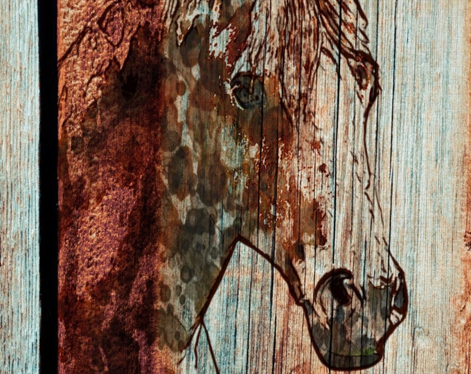 Orange Horse. Extra Large Horse, Unique Horse Wall Decor, Brown Rustic Horse, Large Contemporary Canvas Art Print up to 72" by Irena Orlov