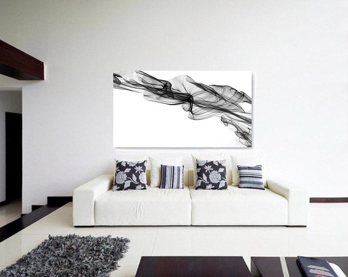 Abstract Black and White 20-20-52. Unique Abstract Wall Decor, Large Contemporary Canvas Art Print up to 72" by Irena Orlov