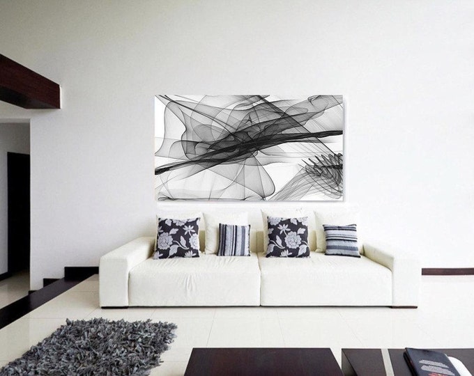 Abstract Black and White 18-25-26. Contemporary Unique Abstract Wall Decor, Large Contemporary Canvas Art Print up to 72" by Irena Orlov