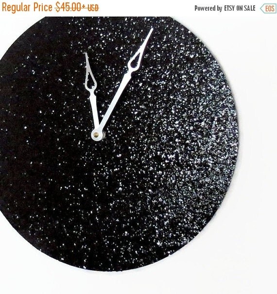 Sale Glitter Wall Clock Black Glitter Clock Home by Shannybeebo