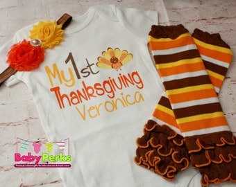 BABY girl Thanksgiving outfit- Baby Girl Fall Outfit - Baby girl photo outfit - thanksgiving legwarmers, photo prop ,