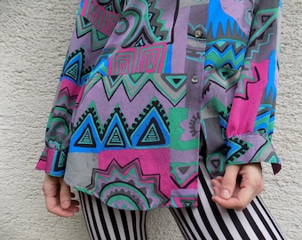 DISCOUNT - Psychedelic 70's Colorful retro shirt