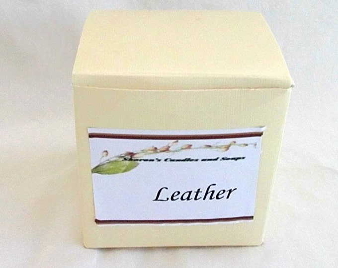 Leather scented soy candle
