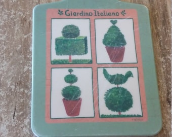 ITALIAN CUTTING BOARD Giardino Italiano Painted green terracotta and red heart bird beautiful gift for cook