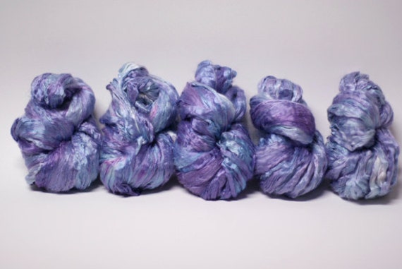 Silk Roving Top Pure Mulberry Hand Dyed Painted Cultivated Phlox 1-5