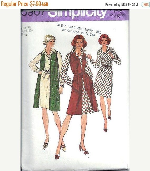 ON SALE VTG Simplicity 5907 Misses Shirt-Type Dress and Long Vest ...